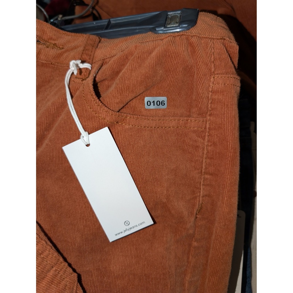 Jelly Jeans Flare Pants Women Size 11 Burnt Orange New Corduroy Raw Hem Retro - Picture 7 of 8